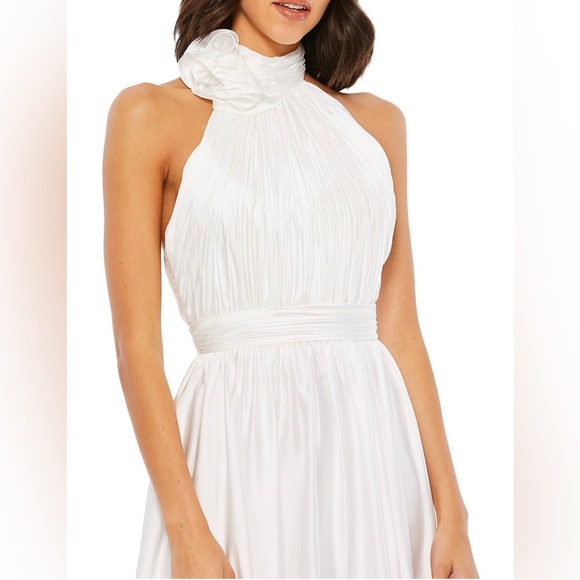 Mac Duggar Chiffon Halter Gown White - Picture 2 of 13